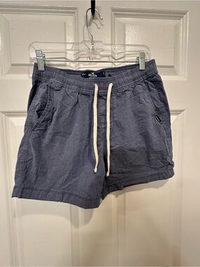 Hollister Blue Elastic Drawstring Men's Linen-Blend Shorts
